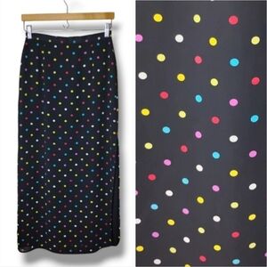 Central Falls Vintage Polka Dot Chiffon Midi Skirt Size 6 Long Side Slit 80s